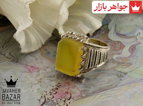 انگشتر نقره عقیق زرد مردانه دست ساز [شرف الشمس] - 37170